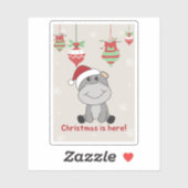 Hippo Merry Christmas Winter Animals Hippos Sticke Sticker (Vel)
