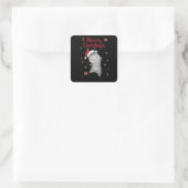 Hippo Merry Christmas Winter Animals Hippos Vierkante Sticker (Tas)