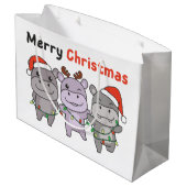 Hippo Merry Kerstmis Cute Dogs Holiday Groot Cadeauzakje (Achterkant Gekanteld)