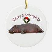Hippo Merry Kerstmis Keramisch Ornament (Voorkant)