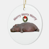 Hippo Merry Kerstmis Keramisch Ornament (Links)