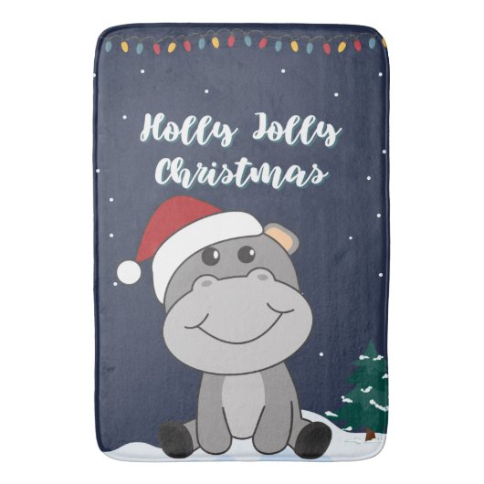 Hippo Merry Winter Animals Hippos Bath M. Badmat (Voorkant Verticaal)
