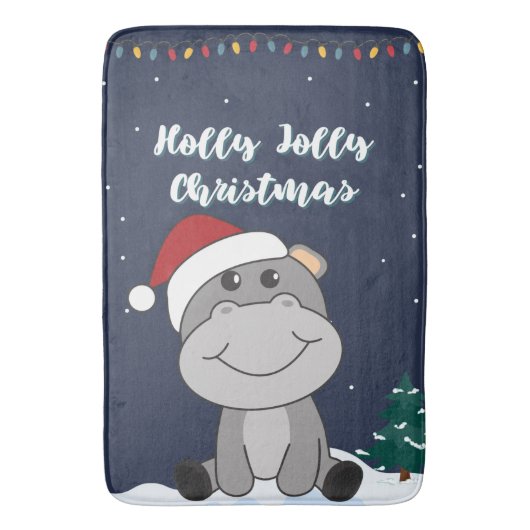 Hippo Merry Winter Animals Hippos Bath M. Badmat (Voorkant Verticaal)