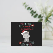 Hippo Merry Winter Animals Hippos Briefkaart (Staand voorkant)