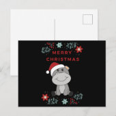 Hippo Merry Winter Animals Hippos Briefkaart (Voorkant / Achterkant)