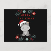 Hippo Merry Winter Animals Hippos Briefkaart (Voorkant)