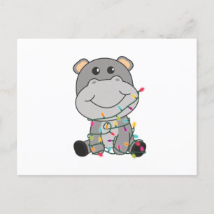 Hippo Merry Winter Animals Hippos Briefkaart