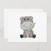 Hippo Merry Winter Animals Hippos Briefkaart (Voorkant / Achterkant)
