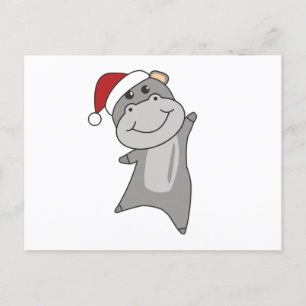 Hippo Merry Winter Animals Hippos Briefkaart
