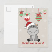 Hippo Merry Winter Animals Hippos Holida Feestdagenkaart (Voorkant / Achterkant)