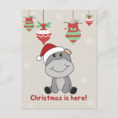 Hippo Merry Winter Animals Hippos Holida Feestdagenkaart (Voorkant)