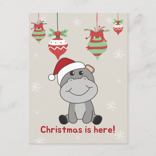 Hippo Merry Winter Animals Hippos Holida Feestdagenkaart (Voorkant)