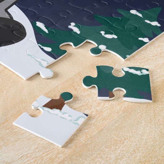 Hippo Merry Winter Animals Hippos Jigzaag Legpuzzel (Zijkant)