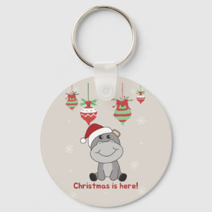 Hippo Merry Winter Animals Hippos Keycha Sleutelhanger