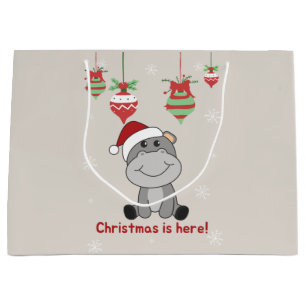 Hippo Merry Winter Animals Hippos Large  Groot Cadeauzakje