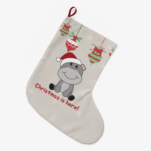 Hippo Merry Winter Animals Hippos Large Grote Kerstsok (Voorkant (Hangend))