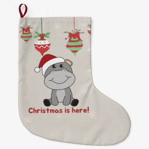 Hippo Merry Winter Animals Hippos Large Grote Kerstsok