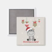 Hippo Merry Winter Animals Hippos Magnet (Voorkant / Achterkant)