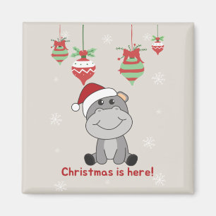 Hippo Merry Winter Animals Hippos Magnet