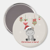 Hippo Merry Winter Animals Hippos Magnet (Voorkant / Achterkant)