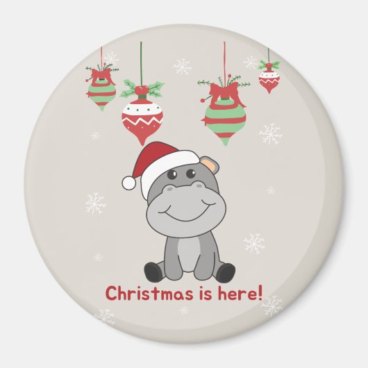 Hippo Merry Winter Animals Hippos Magnet (Voorkant)