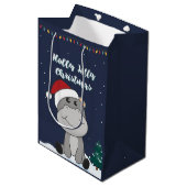 Hippo Merry Winter Animals Hippos Medium Cadeauzakje (Voorkant Gekanteld)