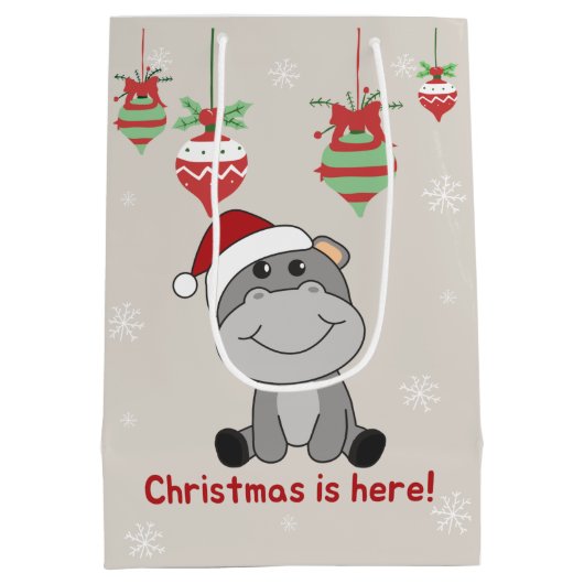 Hippo Merry Winter Animals Hippos Medium Medium Cadeauzakje (Achterkant)
