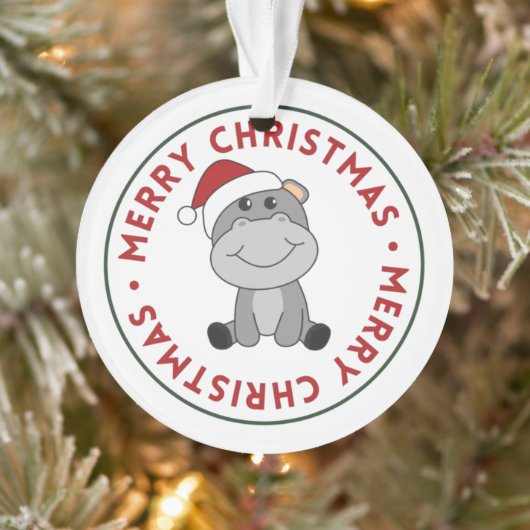 Hippo Merry Winter Animals Hippos Orname Ornament (Boom)