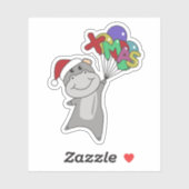 Hippo Merry Winter Animals Hippos Sticke Sticker (Vel)