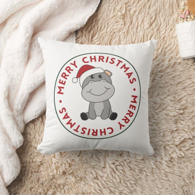 Hippo Merry Winter Animals Hippos Throw Kussen (Deken)