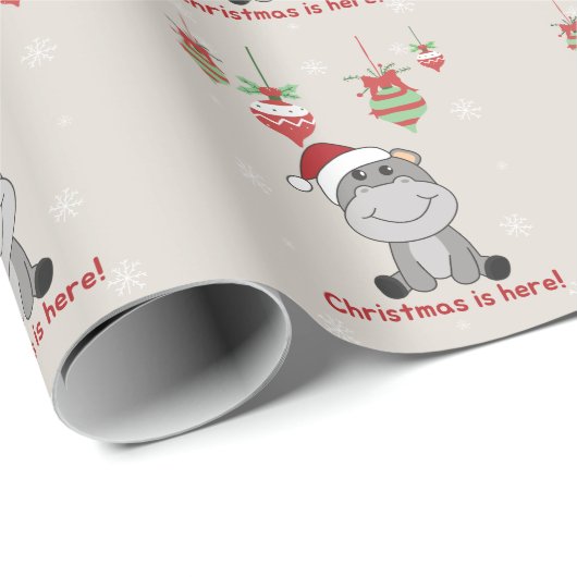 Hippo Merry Winter Animals Hippos Wrappi Cadeaupapier (Rol Hoek)