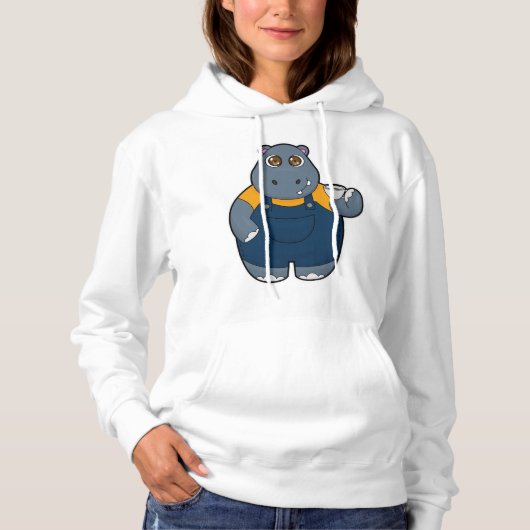 Hippo met beker koffie hoodie (Voorkant)