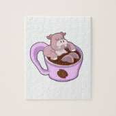 Hippo met beker koffie legpuzzel (Verticaal)