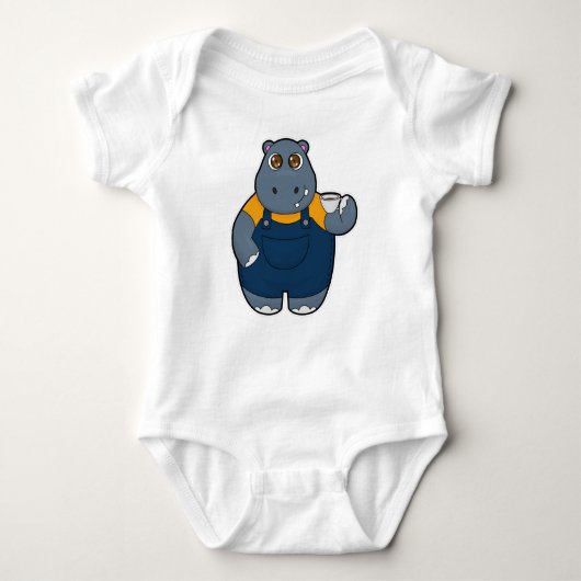 Hippo met beker koffie romper (Voorkant)