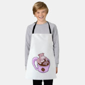 Hippo met beker koffie schort (Gedragen)
