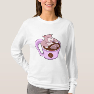 Hippo met beker koffie t-shirt
