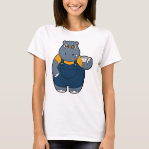 Hippo met beker koffie t-shirt