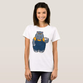 Hippo met beker koffie t-shirt (Voorkant volledig)