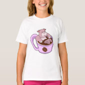 Hippo met beker koffie t-shirt (Voorkant)