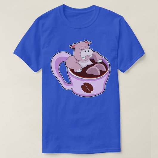 Hippo met beker koffie t-shirt (Design voorkant)