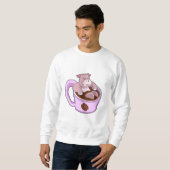 Hippo met beker koffie trui (Voorkant volledig)