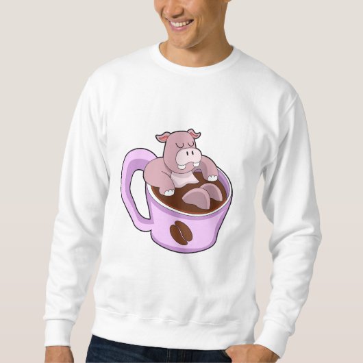 Hippo met beker koffie trui (Voorkant)