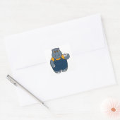 Hippo met beker koffie vierkante sticker (Envelop)