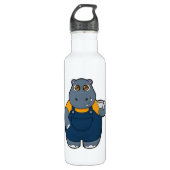 Hippo met beker koffie waterfles  (Voorkant)
