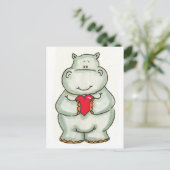 Hippo met hart briefkaart (Staand voorkant)