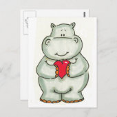 Hippo met hart briefkaart (Voorkant / Achterkant)