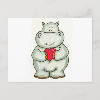 Hippo met hart briefkaart