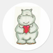Hippo met hart ronde sticker (Voorkant)