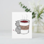 Hippo met koffie briefkaart (Staand voorkant)