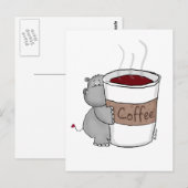 Hippo met koffie briefkaart (Voorkant / Achterkant)